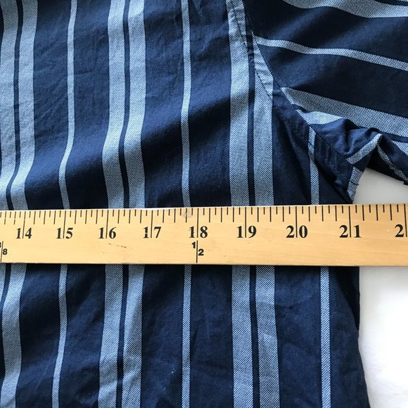Slate & Stone Shirt Men Large Blue White Striped Button Up Collared Short Sleeve - Picture 7 of 10